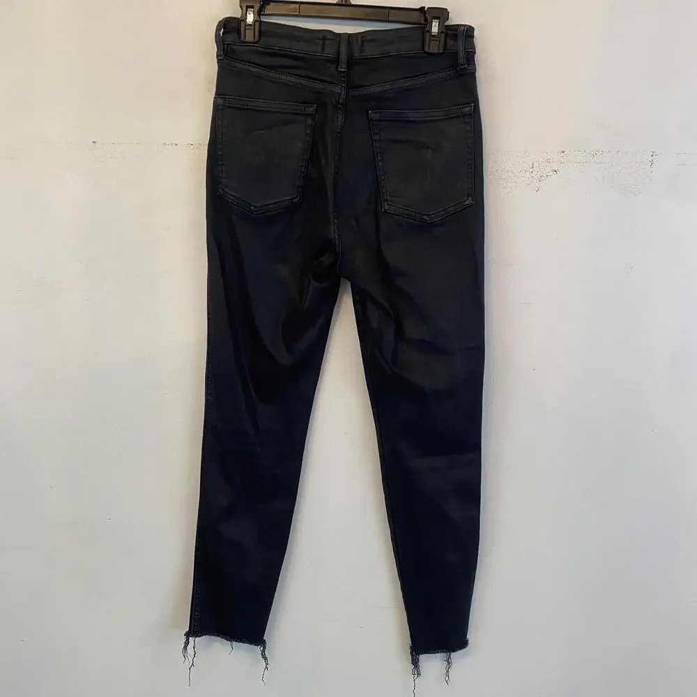 WE THE FREE black coated high rise denim skinny jeans sz 30